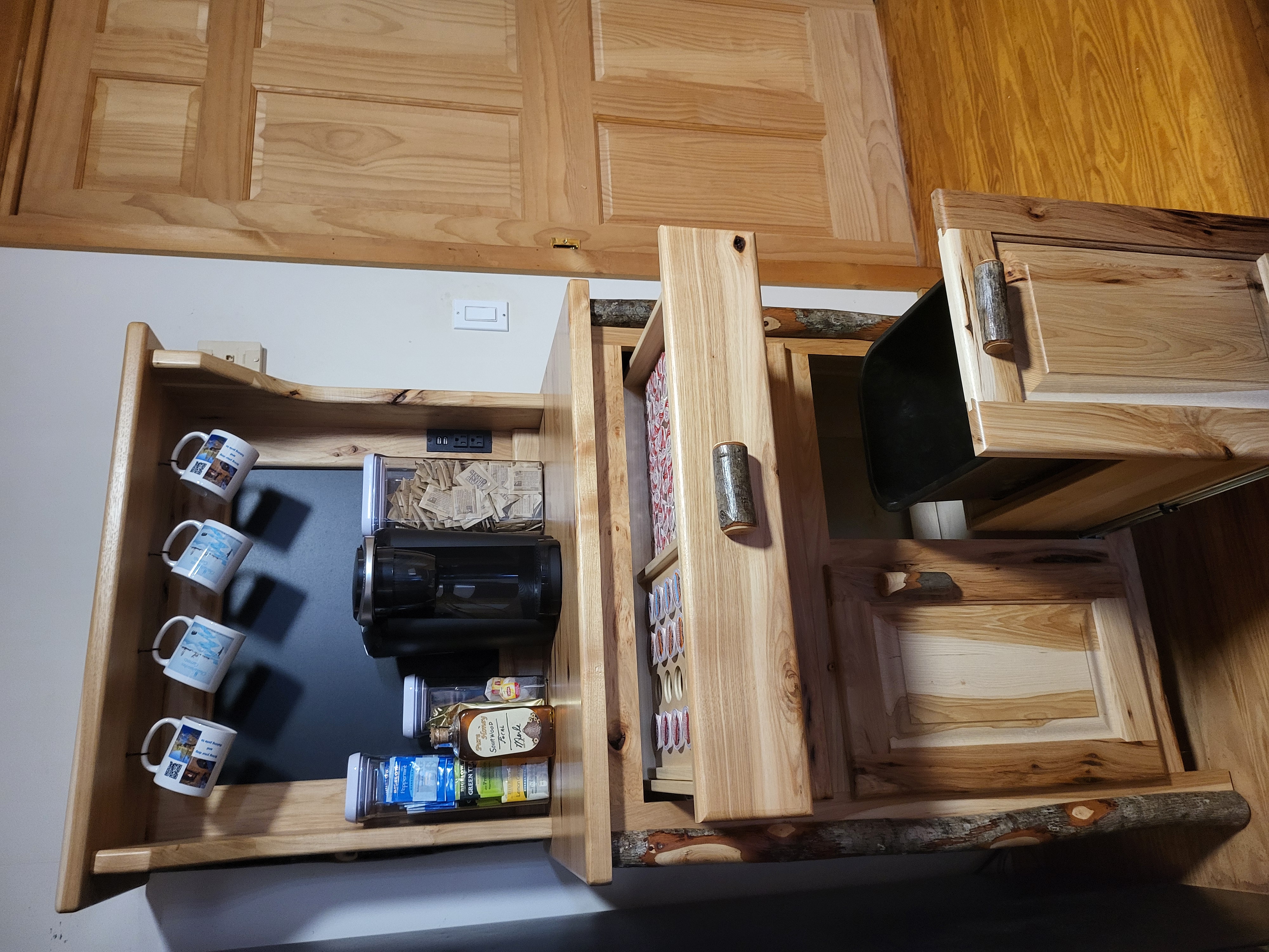 Coffee bar and kitchen at Headwaters cabin